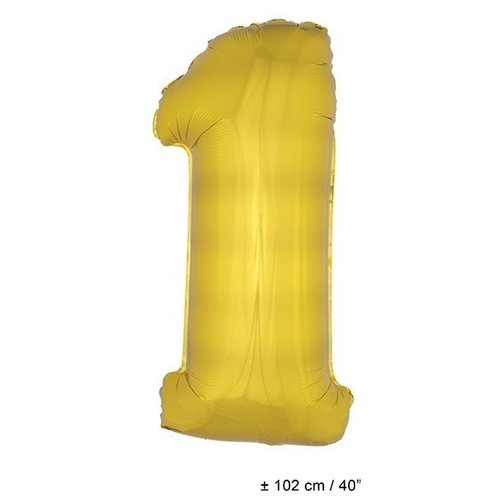 Grote folie opblaascijfers 1 Goud