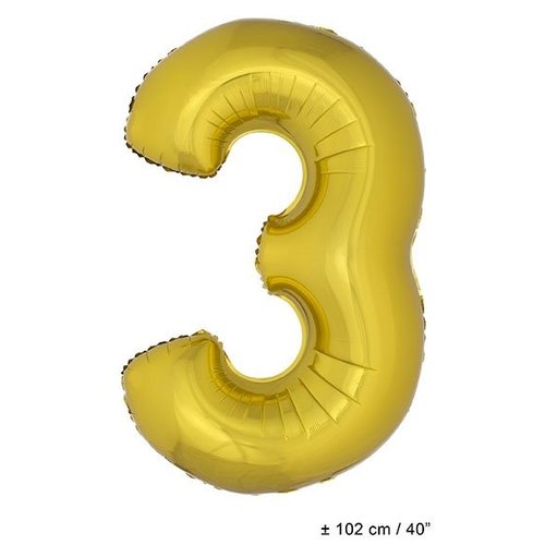Grote folie opblaascijfers 3 Goud