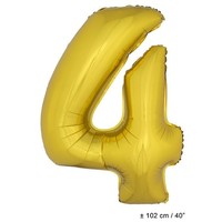 Grote folie opblaascijfers 4 Goud