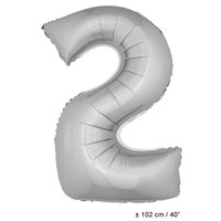 Grote folie cijferballon 2 Zilver