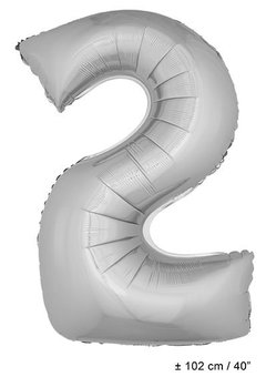 Grote folie cijferballon 2 Zilver