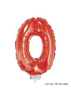 Folie cijferballon 0 Rood