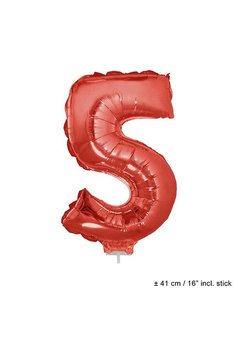 Folie cijferballon 5 Rood