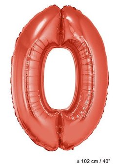 Grote folie cijferballon 0 Rood