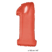 Grote folie cijferballon  1 Rood