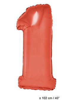 Grote folie cijferballon  1 Rood