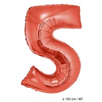 Grote folie cijferballon  5 Rood