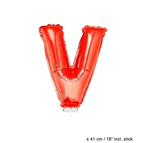 Folie ballon letter V Rood