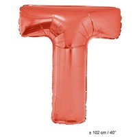 Mooie grote folie ballon letter T in rood 102cm