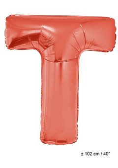 Grote folie ballon letter T in rood 102cm