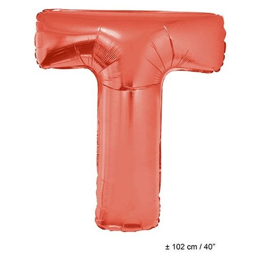 Mooie grote folie ballon letter T in rood 102cm