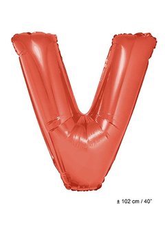 Grote folie ballon letter V in rood 102cm