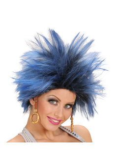 Rockers pruik Tess blauw/zwart