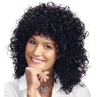 Mooie zwarte krullen pruik Emee
