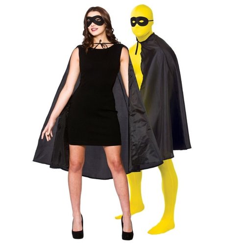 Leuke zwarte  Super Hero cape unisex met masker 100cm