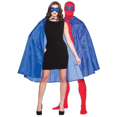 Leuke blauwe Super Hero Cape unisex met masker