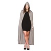 Lange grijze cape met kap 132cm