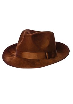Fedora hoed bruin nep suede
