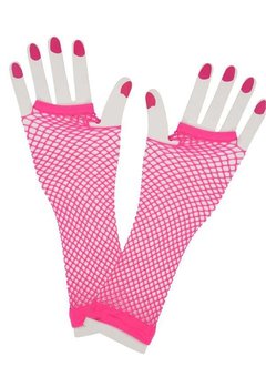 Neon roze vingerloze handschoenen lang model