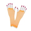 Neon oranje net handschoenen vingerloos lang model