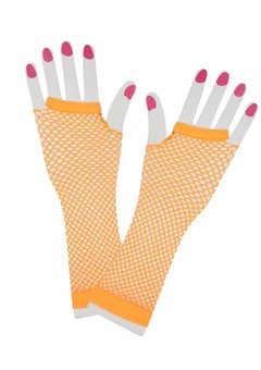 Neon oranje net handschoenen vingerloos lang model