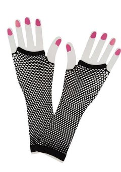 Zwarte vingerloze net handschoenen lang model