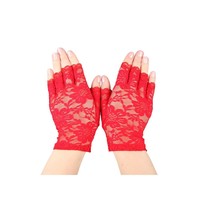 Mooie rode kanten vingerloze handschoenen