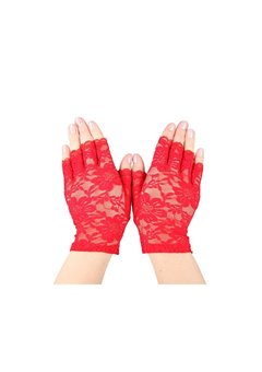 Kanten handschoenen vingerloos rood