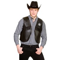 Ruig nep leren cowboy vest John in zwart