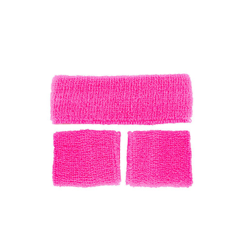 Leuke neon roze zweetbanden set Mick