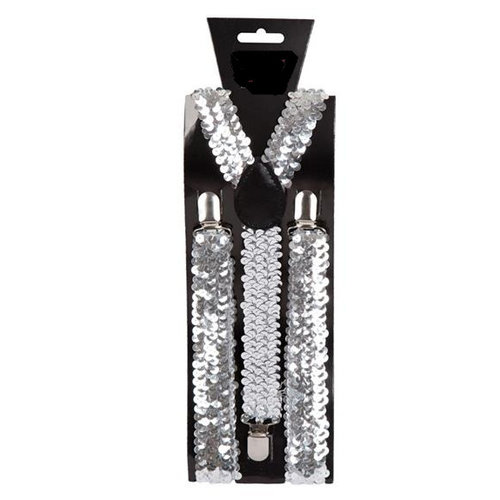 Leuke zilveren bretel Max met glitters