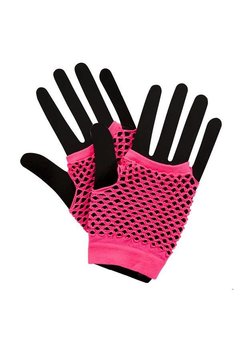 Neon roze visnet handschoenen Sophie kort model