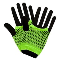 Leuke 80-jaren visnet handschoenen neon groen kort model