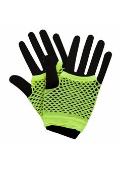 Neon gele visnet handschoenen Sophie kort model
