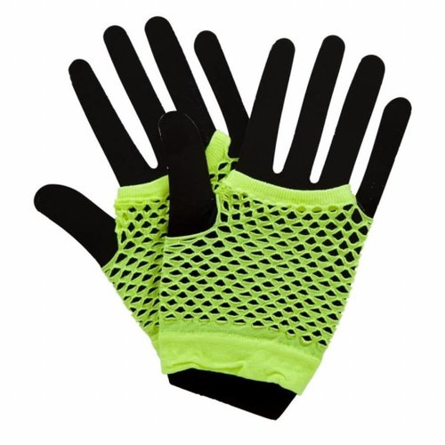 Leuke 80-jaren visnet handschoenen Sophie neon geel