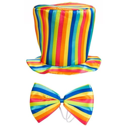 Leuke regenboog hoge hoed met strik Peter