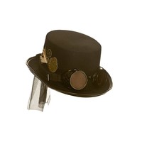 Leuke bruine Steampunk hoed Barney met bril