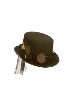 Bruine Steampunk hoed Barney met bril