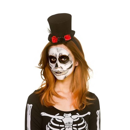 Leuke mini hoge hoed day of the dead met bloemen