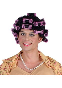 Huisvrouw pruik Stina met krulspelden