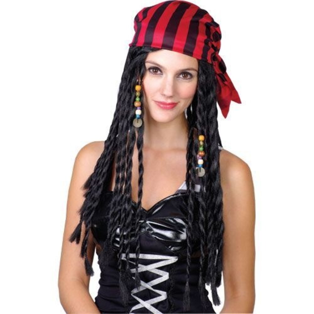 Af en toe Gehoorzaam marketing Piraten pruik Mary met bandana zwart