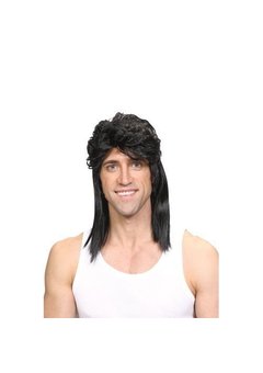 Pruik Johnnie met matje zwart