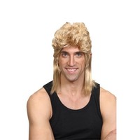 Prachtige blonde 80-jaren pruik Johnnie met matje