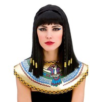 Egyptische zwarte  Cleopatra pruik met vlechten