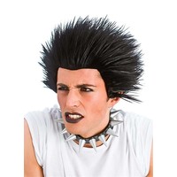 Ruige zwarte punk of rocker pruik Kevin