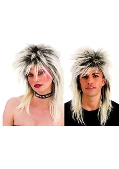 Prachtige blonde rocker pruik  80-jaren