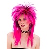 Mooie 80-jaren rocker pruik in neon roze