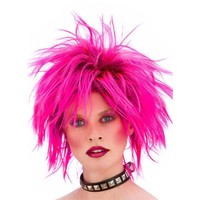 Prachtige neon roze rocker pruik Nena voor dames