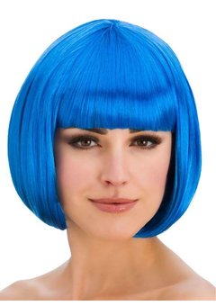 Blauwe pruik  Esmee in  boblijn .
