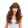 Pruik Foxy lang haar met bruine krullen